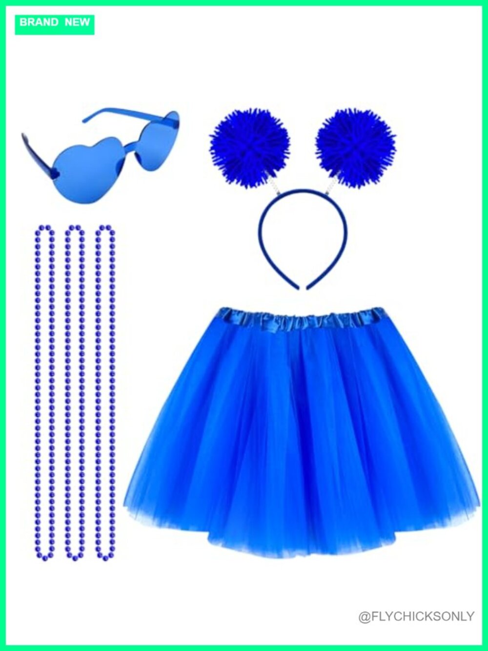 Tutu Accessory Set with Tutu Skirt, Pom Pom Headband, Heart Sunglasses & Beaded